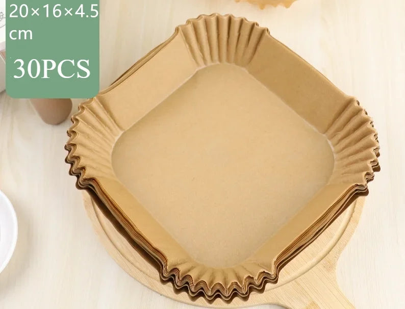 Baking Supplies Air Fryer Paper Liner Kitchens Accessories Large For Kitchen Accessory Non-stick Baking Mat Disposable Peaceful Pleasures Health and Wellness Square-30Pcs