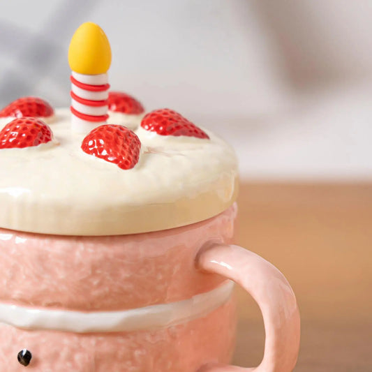 Novelty Coffee Mugs Cute Ceramic With Lid Spoon Feet Cake Shaped Aesthetic Mug Tea Cup For Women Christmas Birthday Valentines Peaceful Pleasures Health and Wellness