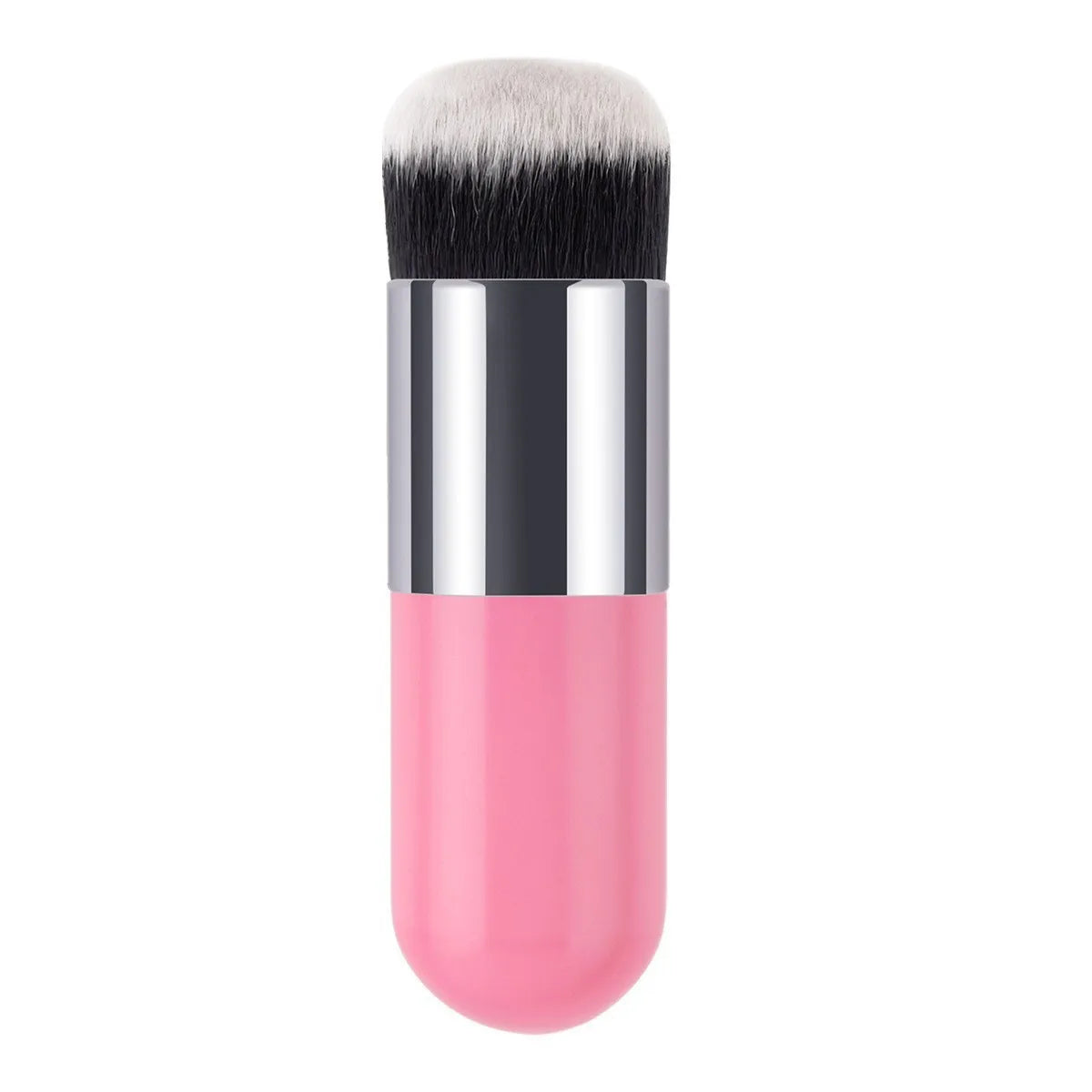 1PC Chubby Kabuki Makeup Brush - Multi-Use Foundation & Powder Brush for Liquid/Cream/Cosmetics, Travel-Friendly Soft Bristles Peaceful Pleasures Health and Wellness Pink sliver