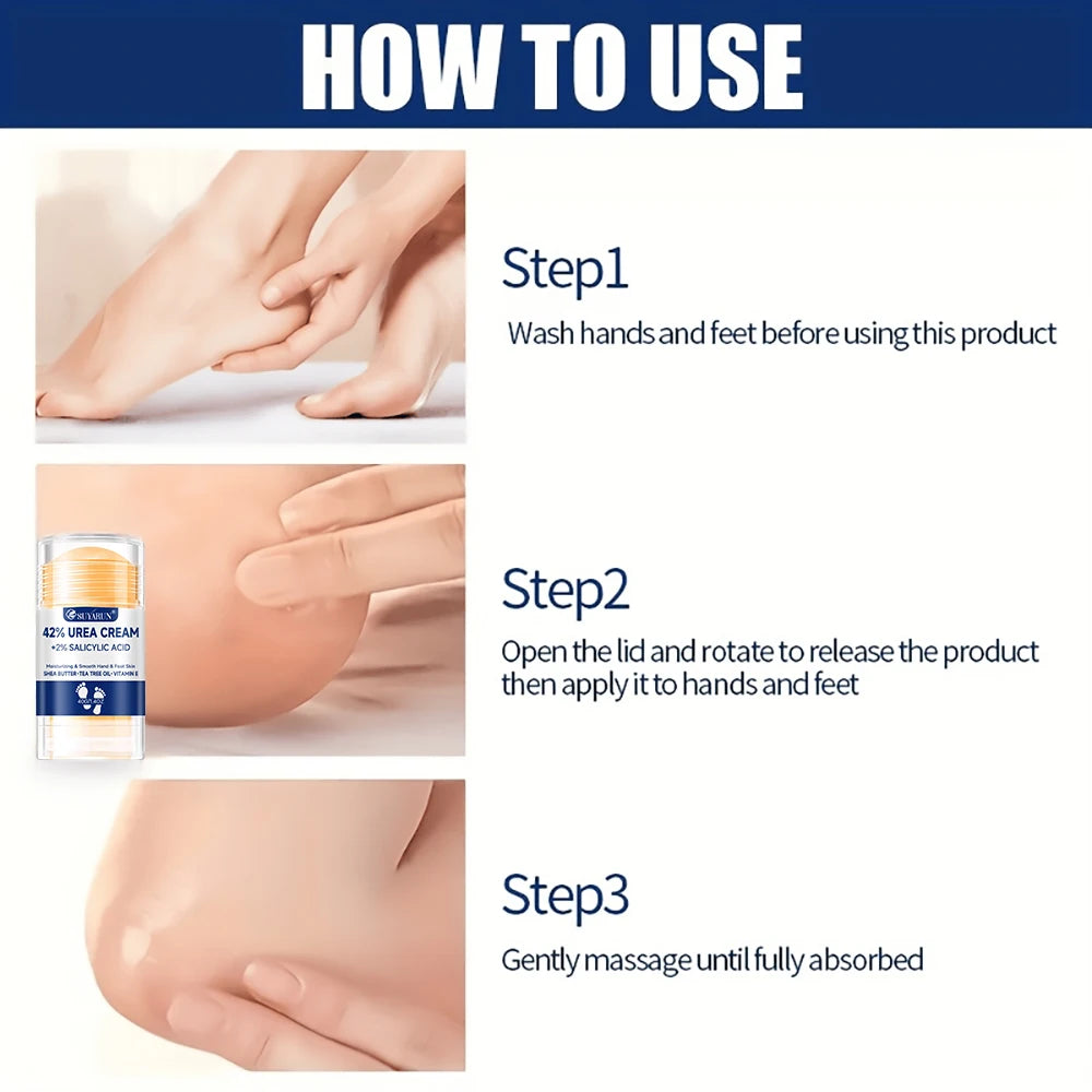 SUYARUN 42% Urea Foot Cream Stick - Moisturizing & Exfoliating, Cracked Heel Repair, Deep Hydration for Dry Feet, Long protect. Peaceful Pleasures Health and Wellness