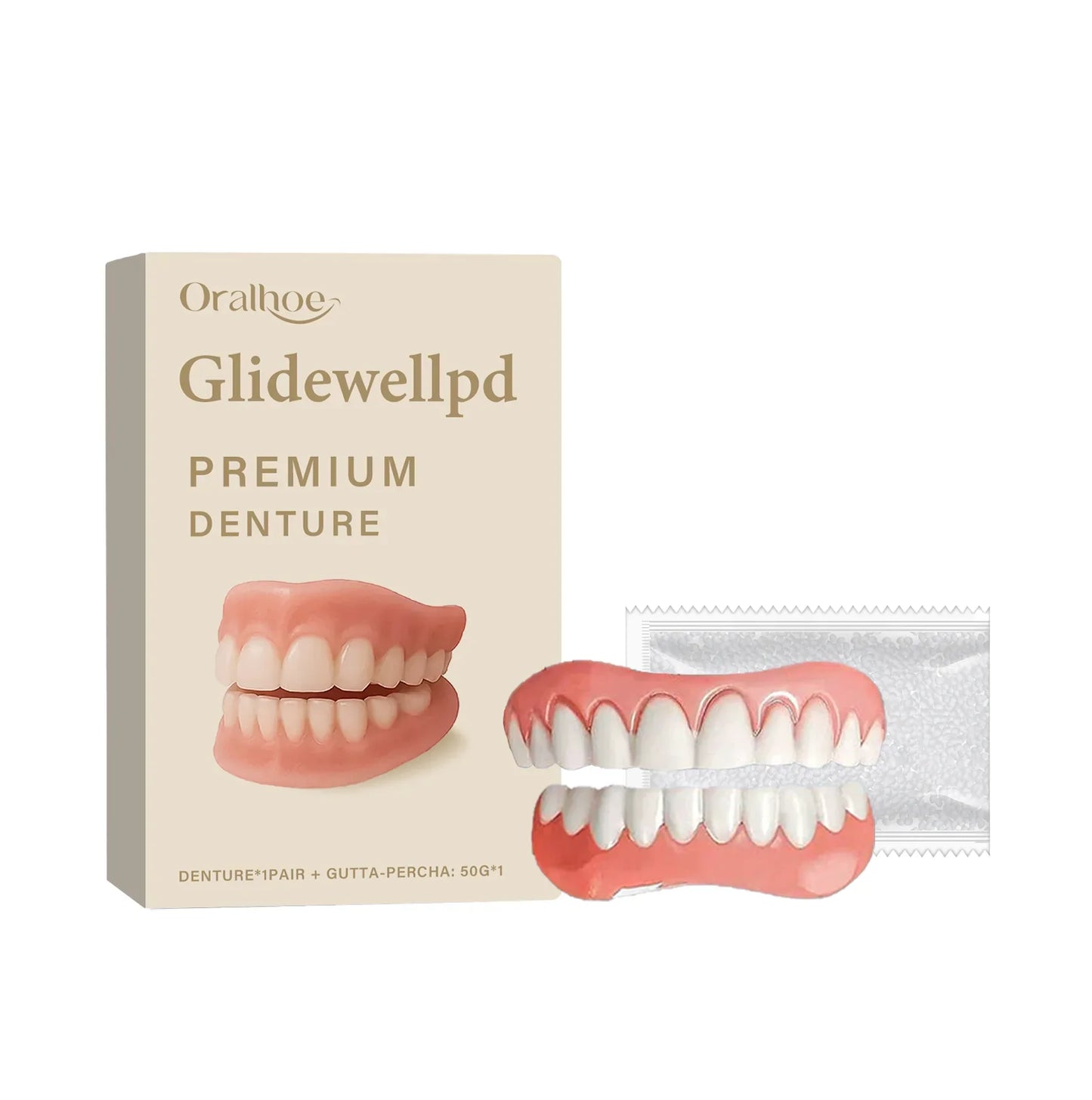 Soft Silicone Full Dentures Set – Upper & Lower Over Gums