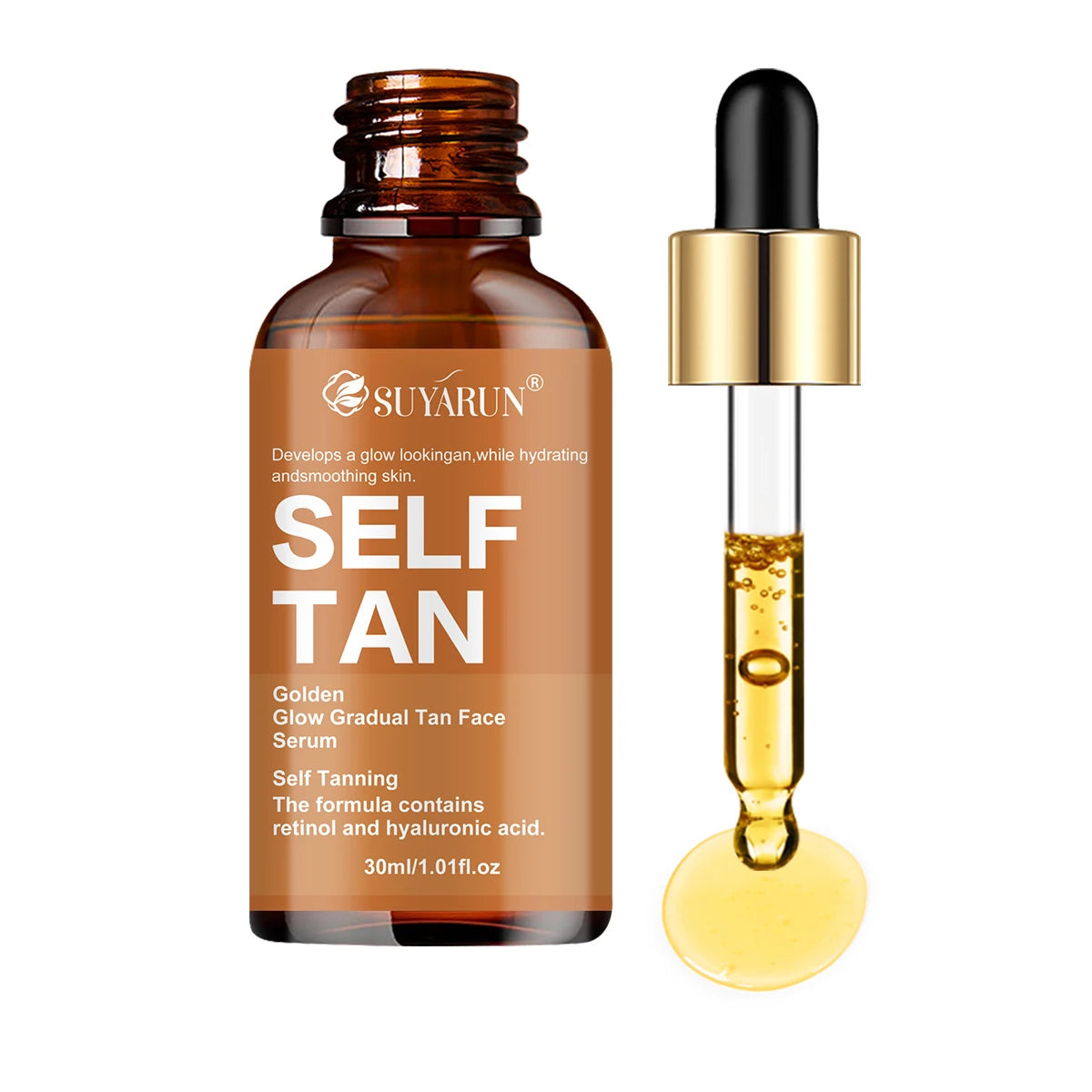 SUYARUN Self-Tanning Serum with Coconut, Jojoba Oil & Aloe – Evens Skin Tone, Gentle Hydration for All Skin Types & Genders. Peaceful Pleasures Health and Wellness 30ml