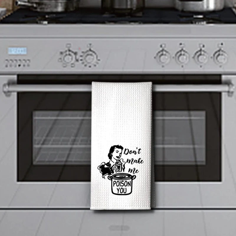 Funny Waffle Weave Kitchen Tea Towel | Don't Make Me Poop