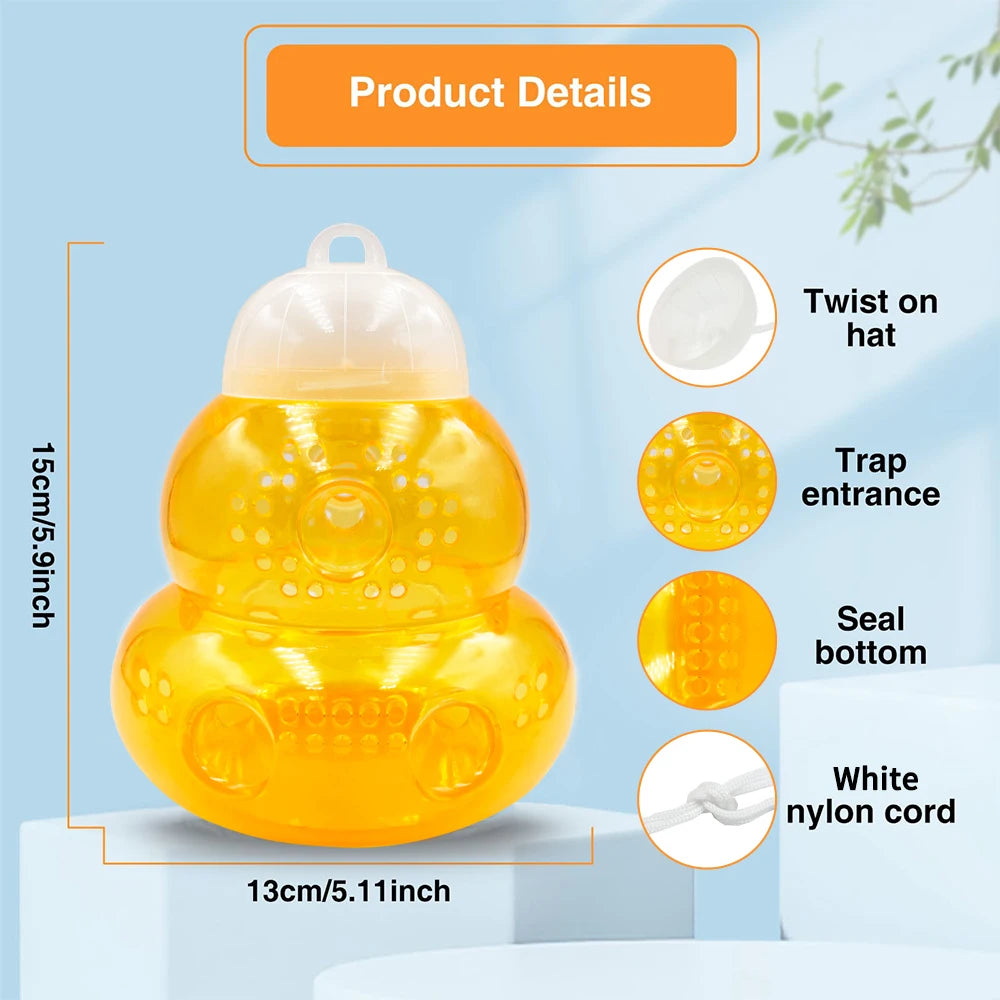 Wasp Trap Outdoor Reusable Portable Wasp Catcher Non-toxic Pest Control Garden Multi-hole Bee Trap for Home Farm Yard Supplies Peaceful Pleasures Health and Wellness
