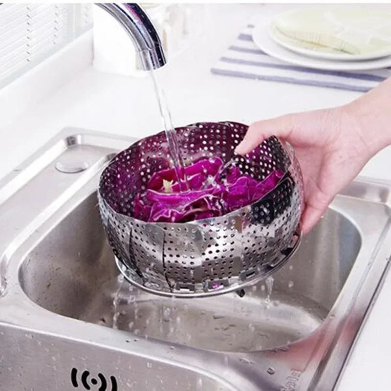 Stainless Steel Folding Steamer Basket – Expandable S/M/L