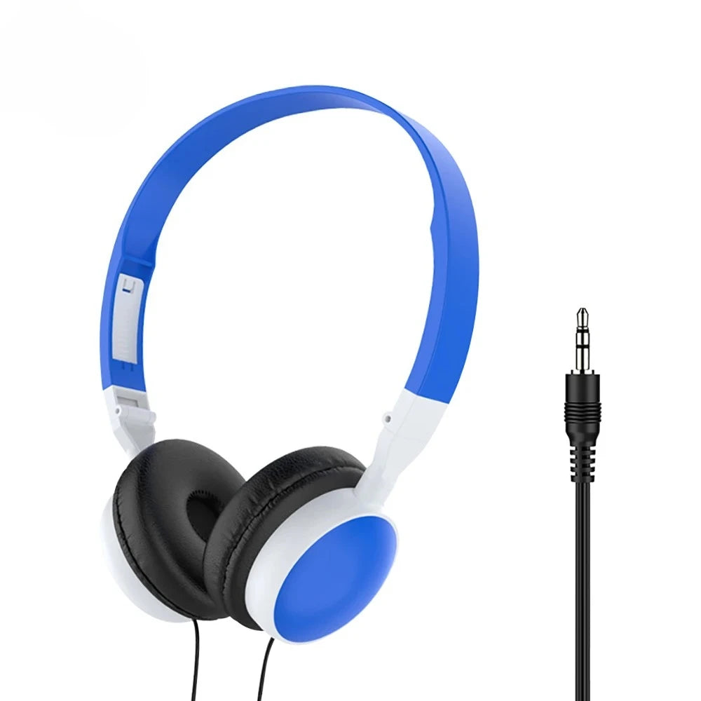 Subwoofer Wired Gaming Headset Hifi Sound Quality Foldable Portable 3.5mm Plug Headphones For Pc Game Host All Smartphones Peaceful Pleasures Health and Wellness Light blue