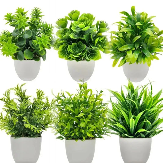 1PC Artificial Plant with Plastic Pot Fake Greenery for Home Office Desk Living Room Bedroom Decor No Maintenance Required Peaceful Pleasures Health and Wellness