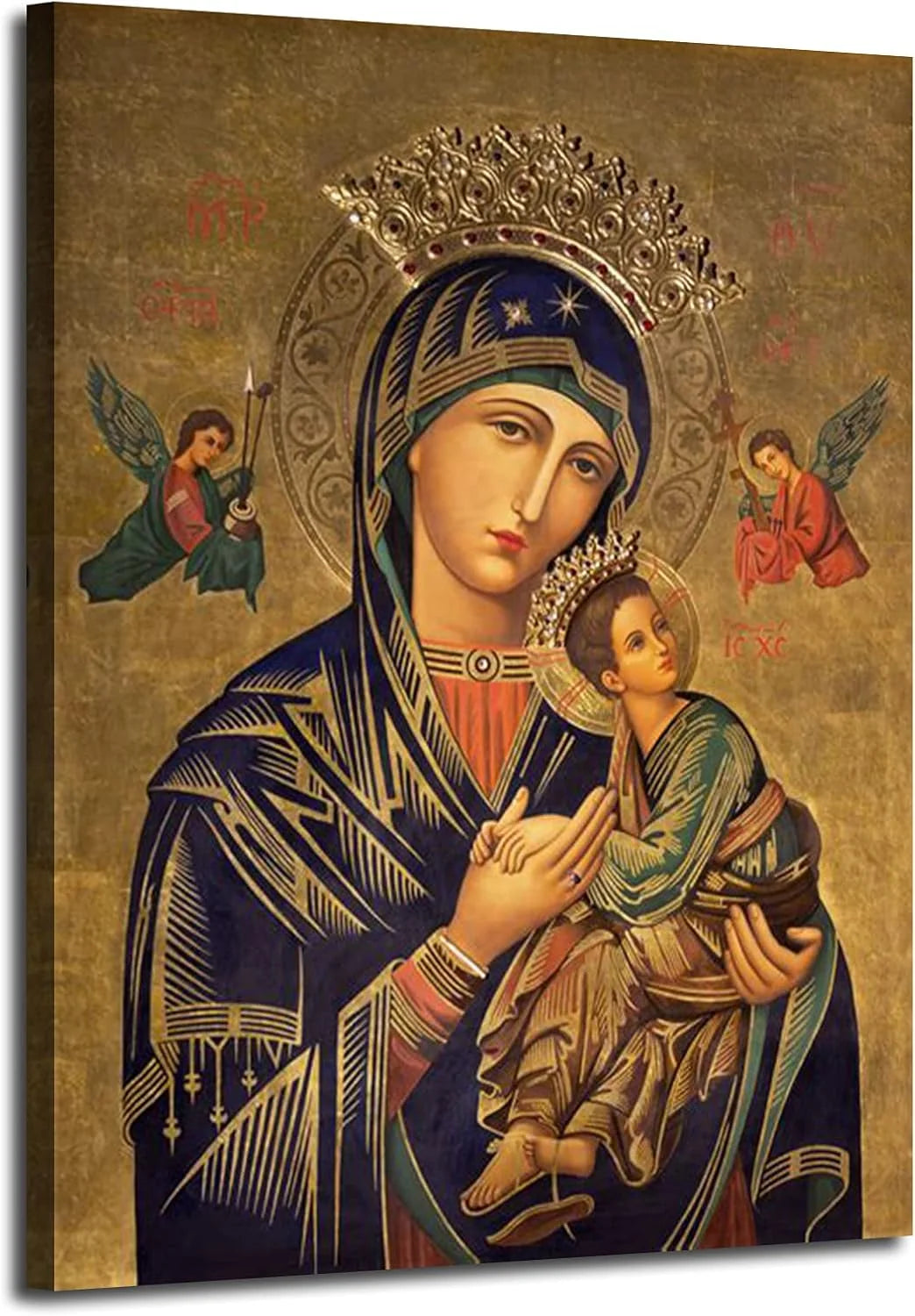 Russian Orthodox Icon Picture Our Lady of Perpetual Help Wall Decor Mother Mary Icon Wall Art mary and Jesus Poster Mary Religio Peaceful Pleasures Health and Wellness