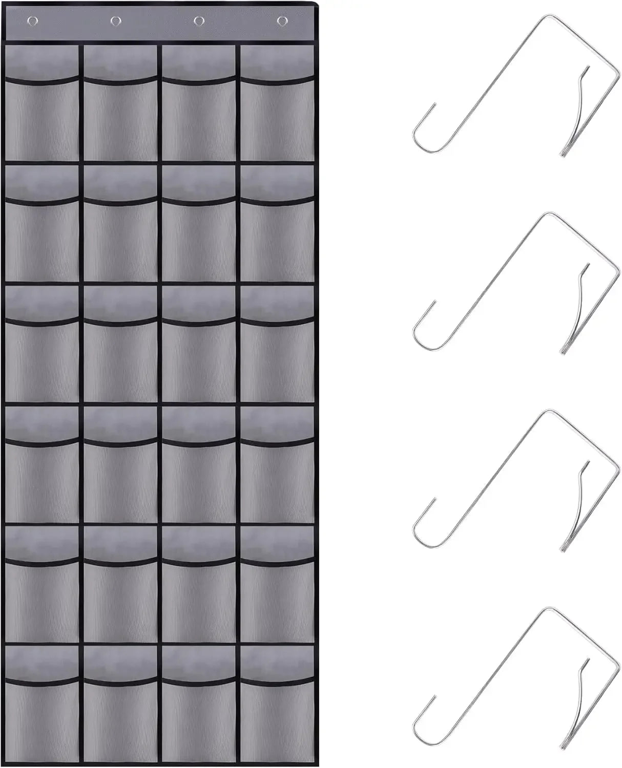 24-Pocket Over-the-Door Shoe Organizer, Breathable Mesh Storage for Shoes & More, Grey Peaceful Pleasures Health and Wellness United States