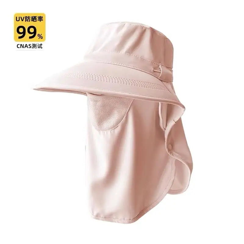 Women's Wide Brim UV Sun Hat | Face Cover & Neck Flap