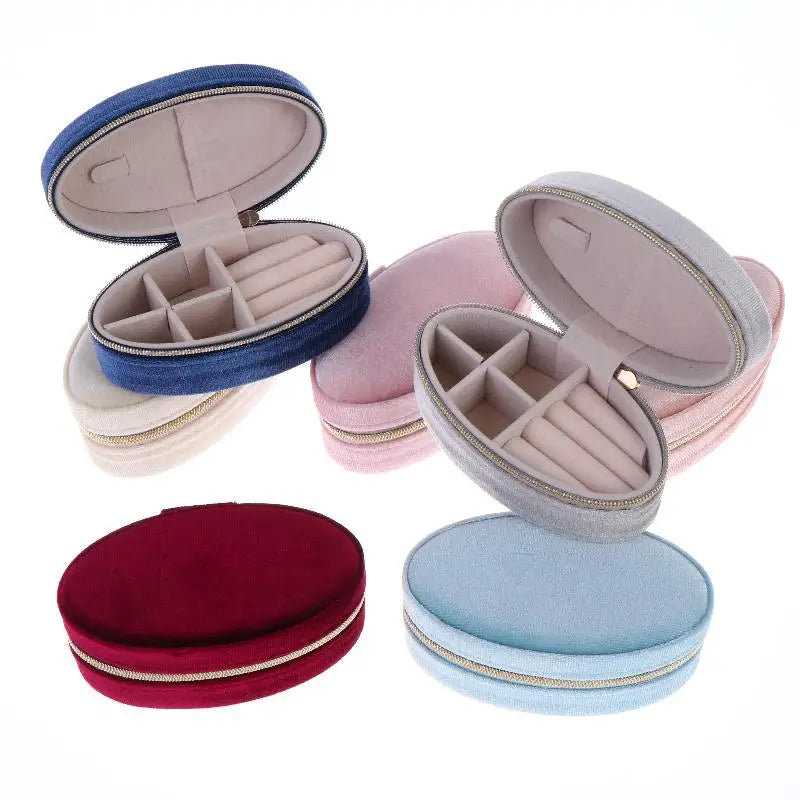 Mini Velvet Jewelry Box Oval Shape for Storage of Rings Earrings Bracelets Luxury Organizer for Home or Travel Peaceful Pleasures Health and Wellness