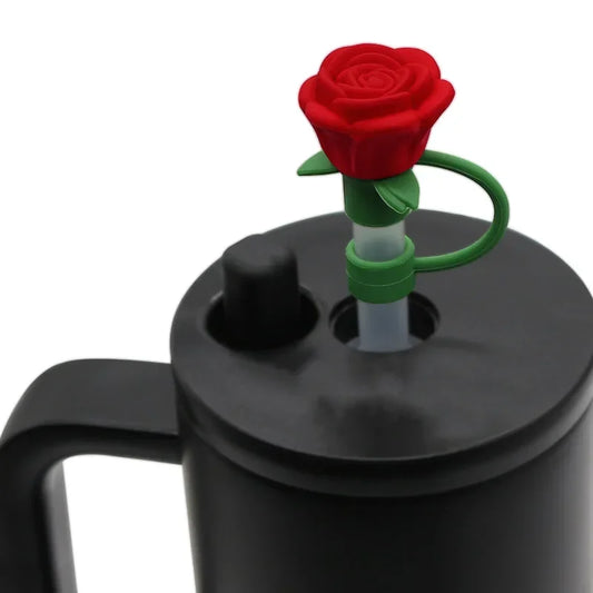 Hot 9-10mm Rose Flower Straw Cover for Stanley Large Silicone Diameter Heat-resistant Dust Proof Straw Plug Cap Cup Accessorie Peaceful Pleasures Health and Wellness A
