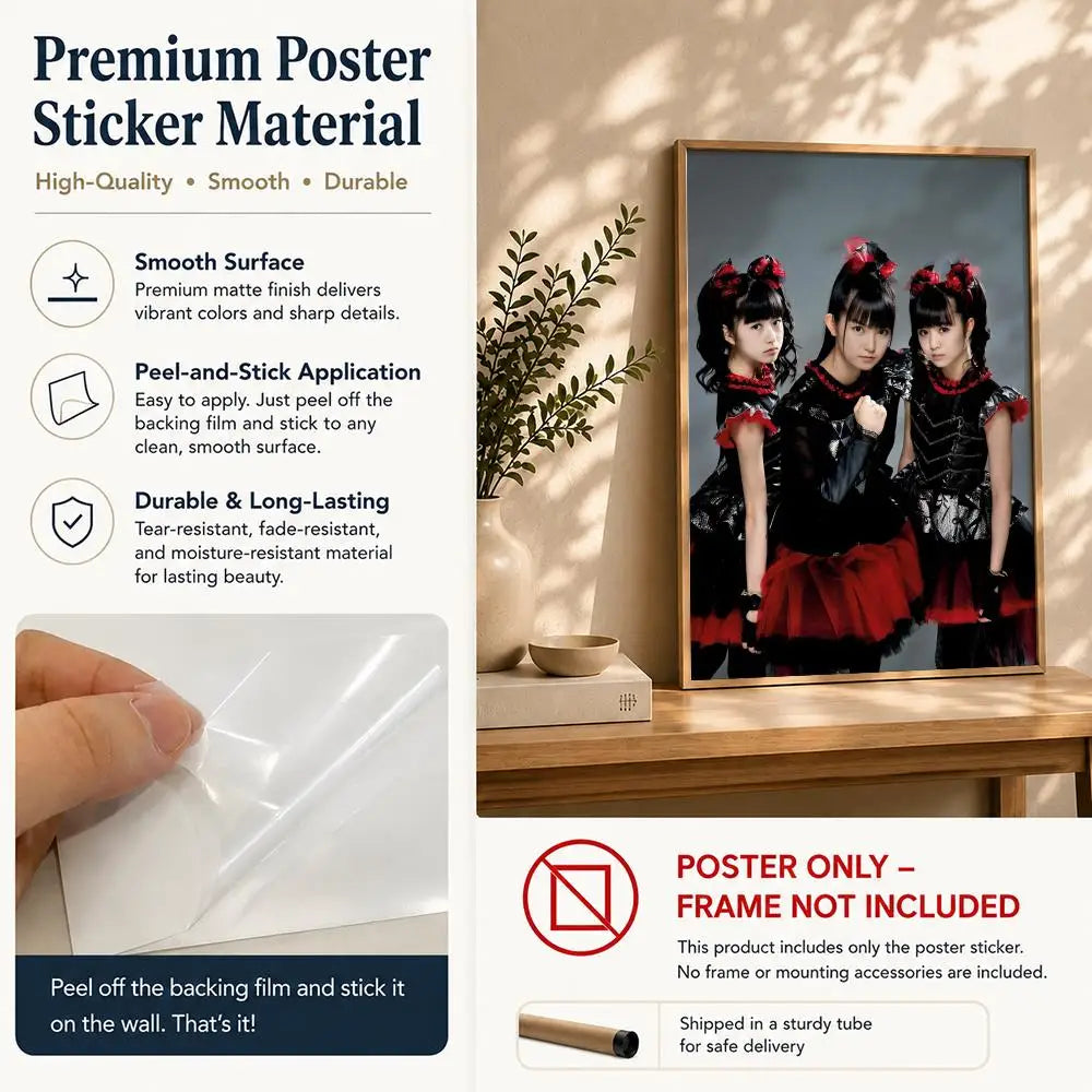 Band B-BABYMETALS Poster HD Self Adhesive Waterproof Wall Art Ideal for Home Office Dorm Bedroom Great Gift Peaceful Pleasures Health and Wellness