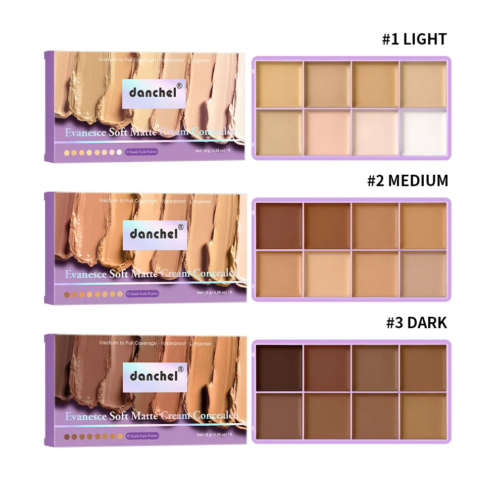 8-Shade Cream Concealer Palette | Waterproof Full Coverage