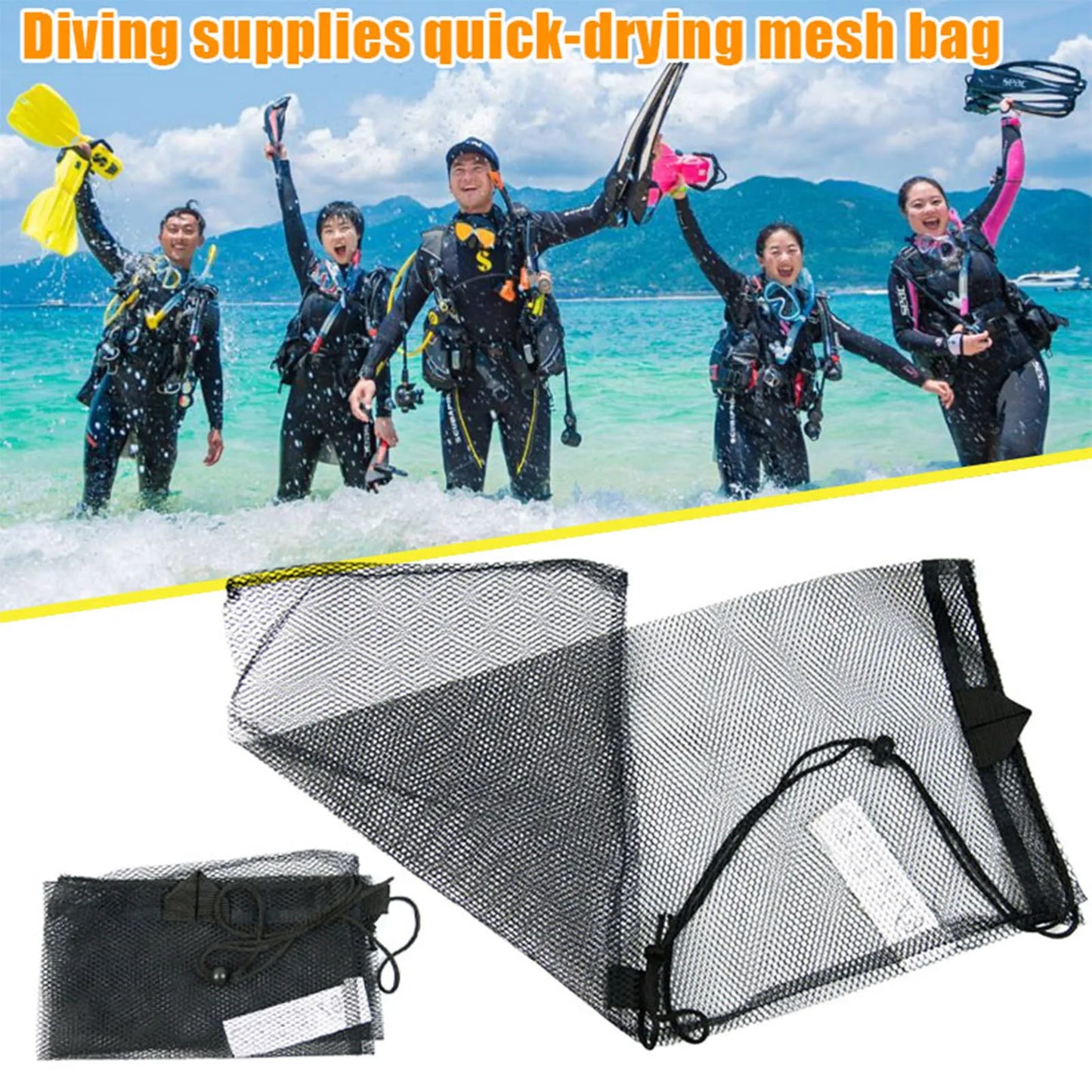 Diving Drawstring Mesh Bag Diving Net Bag with Secure Drawstring Closure for Sports Equipment Gym Beach Peaceful Pleasures Health and Wellness