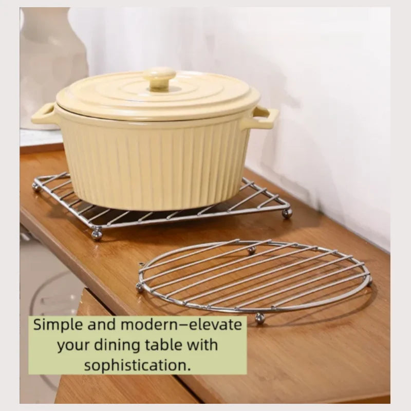 Thick Stainless Steel Pot Holder Insulation Rack, Home Kitchen Versatile Steamer Stand, Heat Resistant Bowl Dish Drying Rack Peaceful Pleasures Health and Wellness