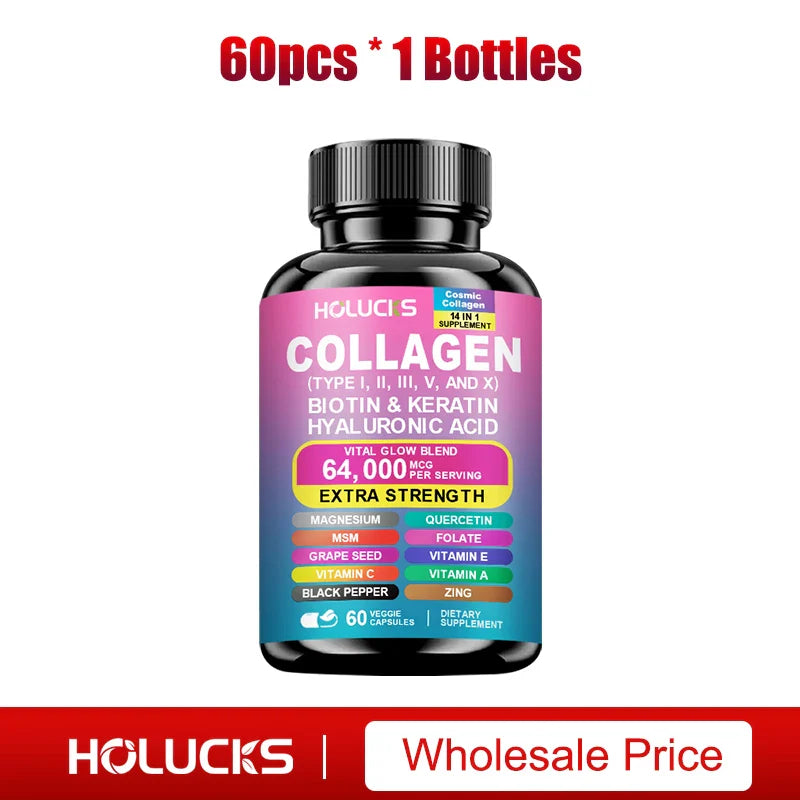 HOLUCKS Collagen Complex with Biotin & Hyaluronic Acid | 60-120ct