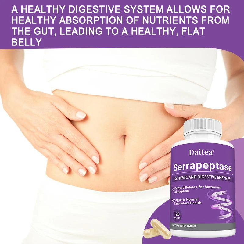 Serrapeptase with Digestive Enzyme, Extra Strength Supplement, Supports Healthy Cellular Function, Gut Health, Digestion Peaceful Pleasures Health and Wellness