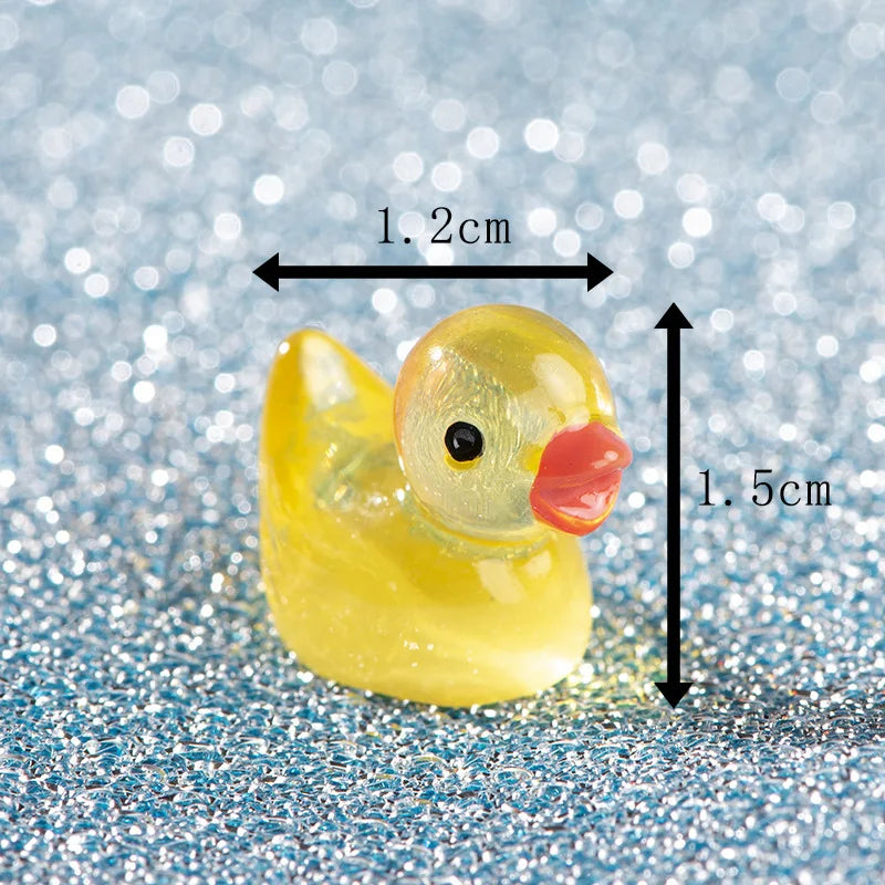 1pcs Resin Mini Ducks Ornament Miniature Figures Tiny Duck Handicraft Micro Landscape Dollhouse Decoration Accesories decoração Peaceful Pleasures Health and Wellness Luminous yellow