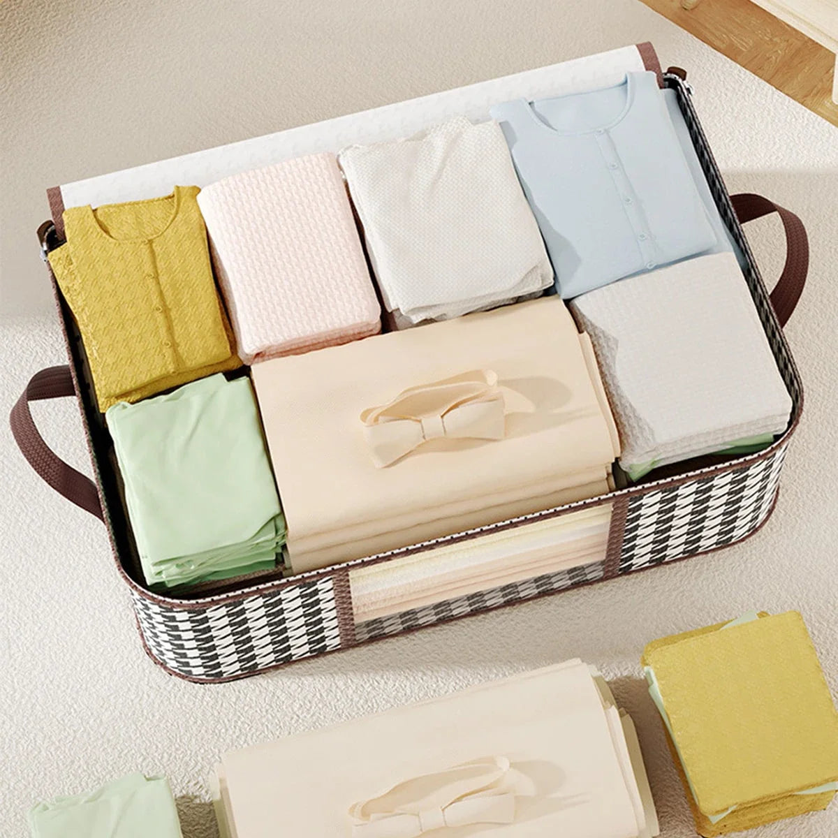 Visible Large Capacity Storage Box Portable Household Clothes Organizer With Handles Foldable Dustproof Quilt Zipper Container Peaceful Pleasures Health and Wellness
