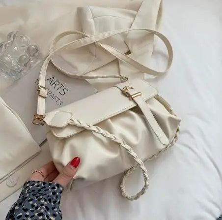 Female Fashion Crossbody Bag Versatile Temperament Lightweight Handbags Exquisite Gift for Girls Birthday Peaceful Pleasures Health and Wellness Creamy white