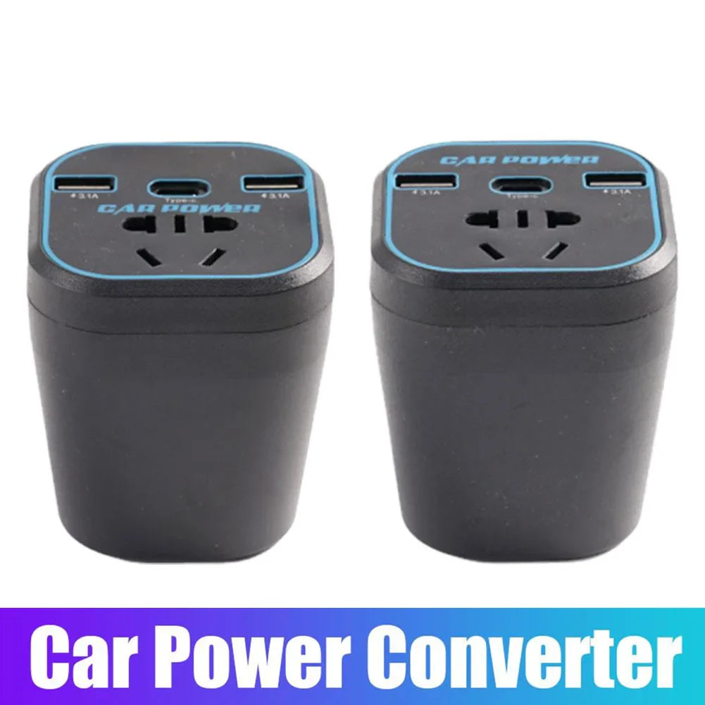 200W Car Power Inverter 12V/24V to 110–220V with USB-C Fast Charge