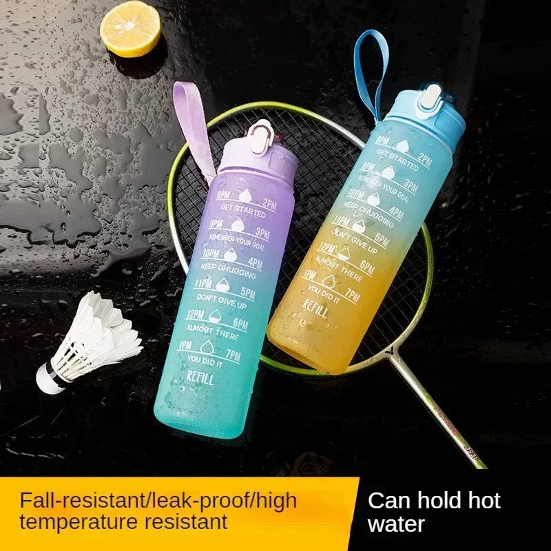 900ml Rainbow Frosted Sports Water Bottle with Straw – BPA-Free