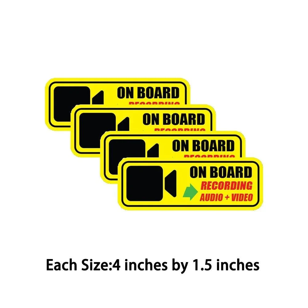 pack of 4 1.5" x4" On board recording sticker warning caution vehicle car safety Peaceful Pleasures Health and Wellness