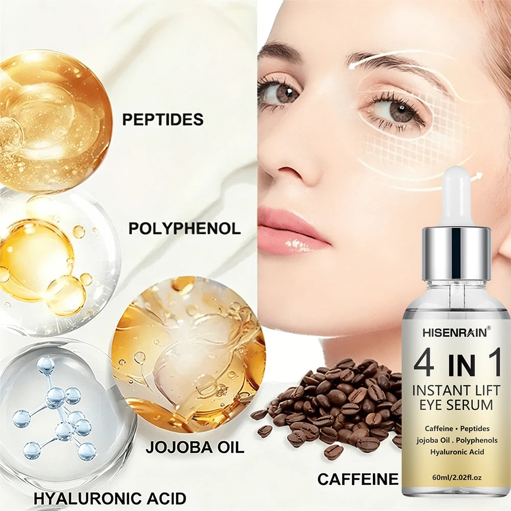 HISENRAIN 4-in-1 Anti-Aging Eye Serum - Dark Circles & Puffiness Removal, Day & Night Care, Rejuvenating Eye Treatment Peaceful Pleasures Health and Wellness