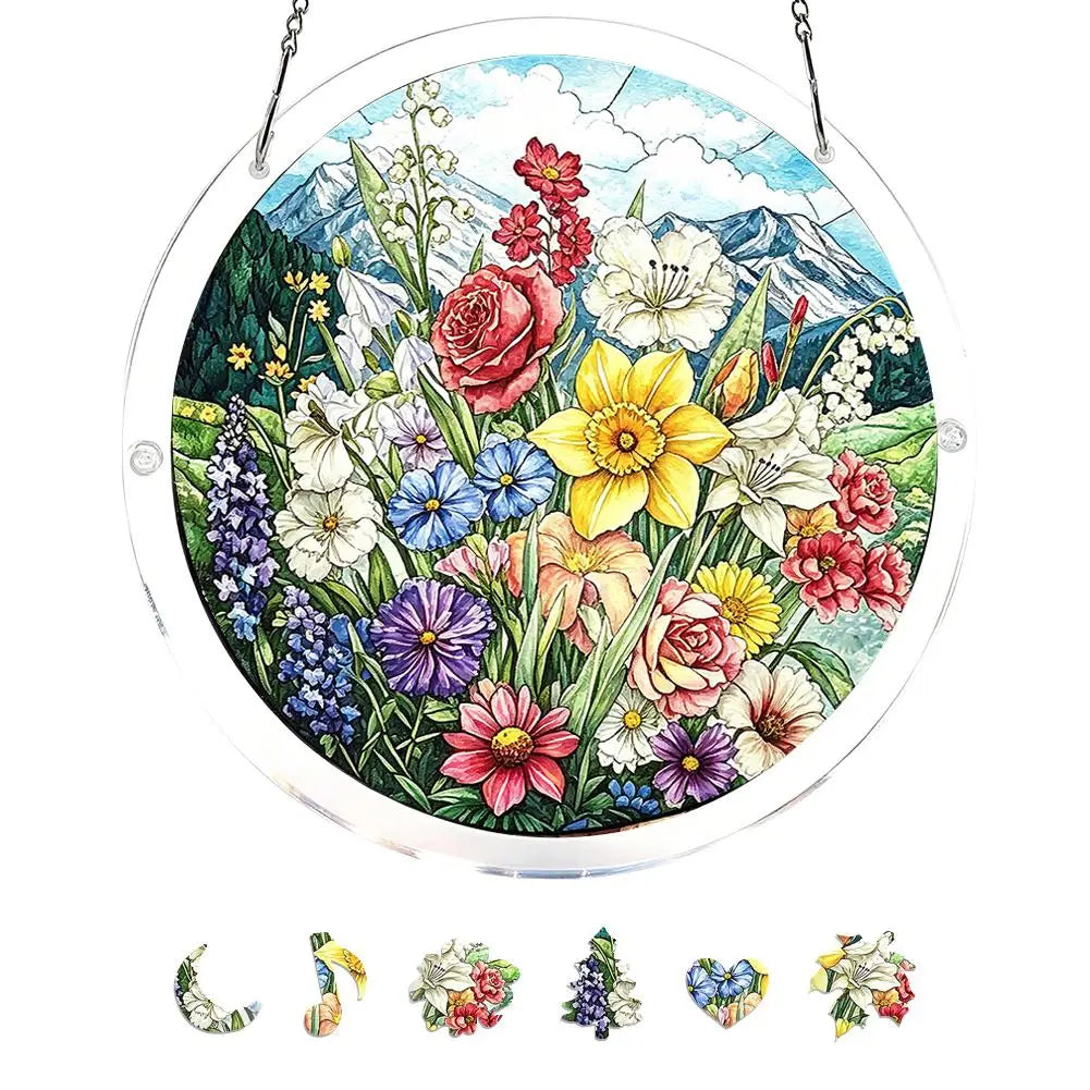Stained Glass Acrylic Hummingbird Suncatcher Window Hanging