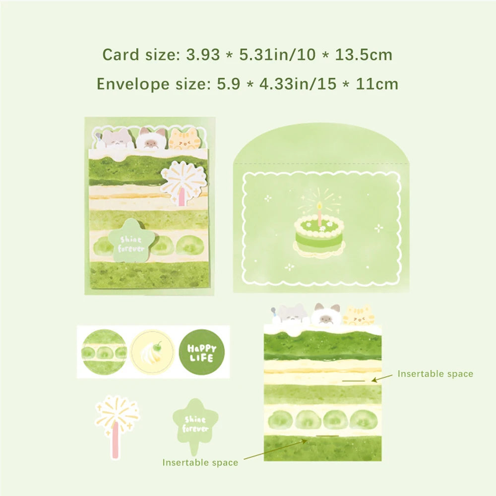 Sparkling Sand Card&envelope Colorful Cake Shop Series Student