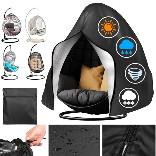 Waterproof Patio Hanging Chair Cover Egg Swing Chair Cover with Zipper Outdoor Windproof Heavy Duty Garden Furniture Protector Peaceful Pleasures Health and Wellness