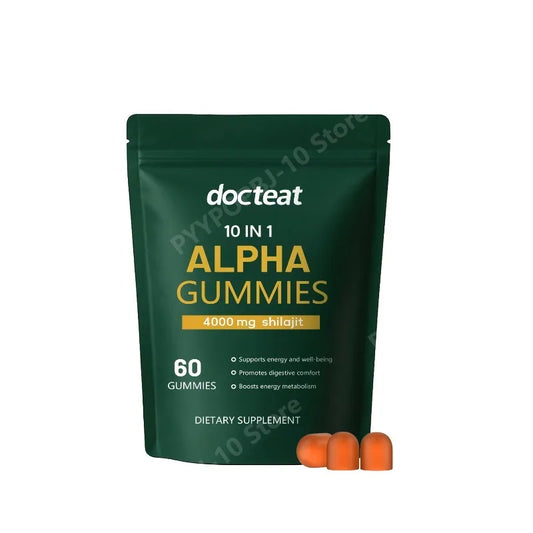 Docteat 10-in-1 ALPHA Gummies – Shilajit, Ashwagandha & Maca Adaptogen Gummies Peaceful Pleasures Health and Wellness