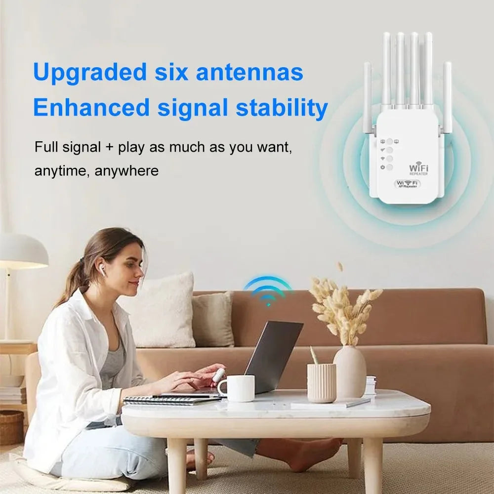 1200Mbps Dual Band 2.4G/5G WiFi Repeater Extender Wireless Signal Booster Amplifier for Home Network Coverage Peaceful Pleasures Health and Wellness