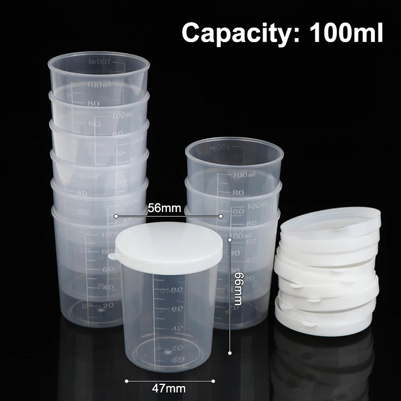 10Pcs 20ml;30ml;50ml,100ml Clear Liquid Pill Measuring Cups With Lids Travel Pill Organizer Cup Container For Liquid Medicine Peaceful Pleasures Health and Wellness 100ml