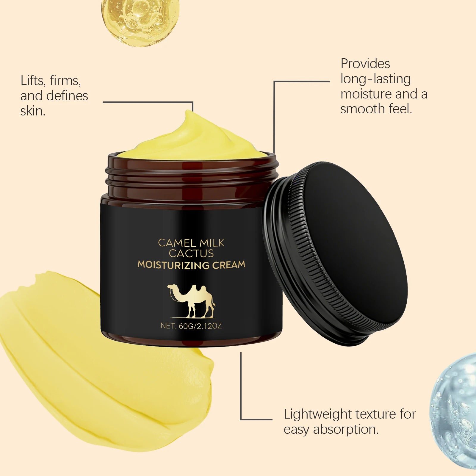 Radiance Moisturizing Face Cream With Cactus Camel Milk Extract Deep Hydration Lock Gentle Formula Winter Skincare Daily Use Peaceful Pleasures Health and Wellness