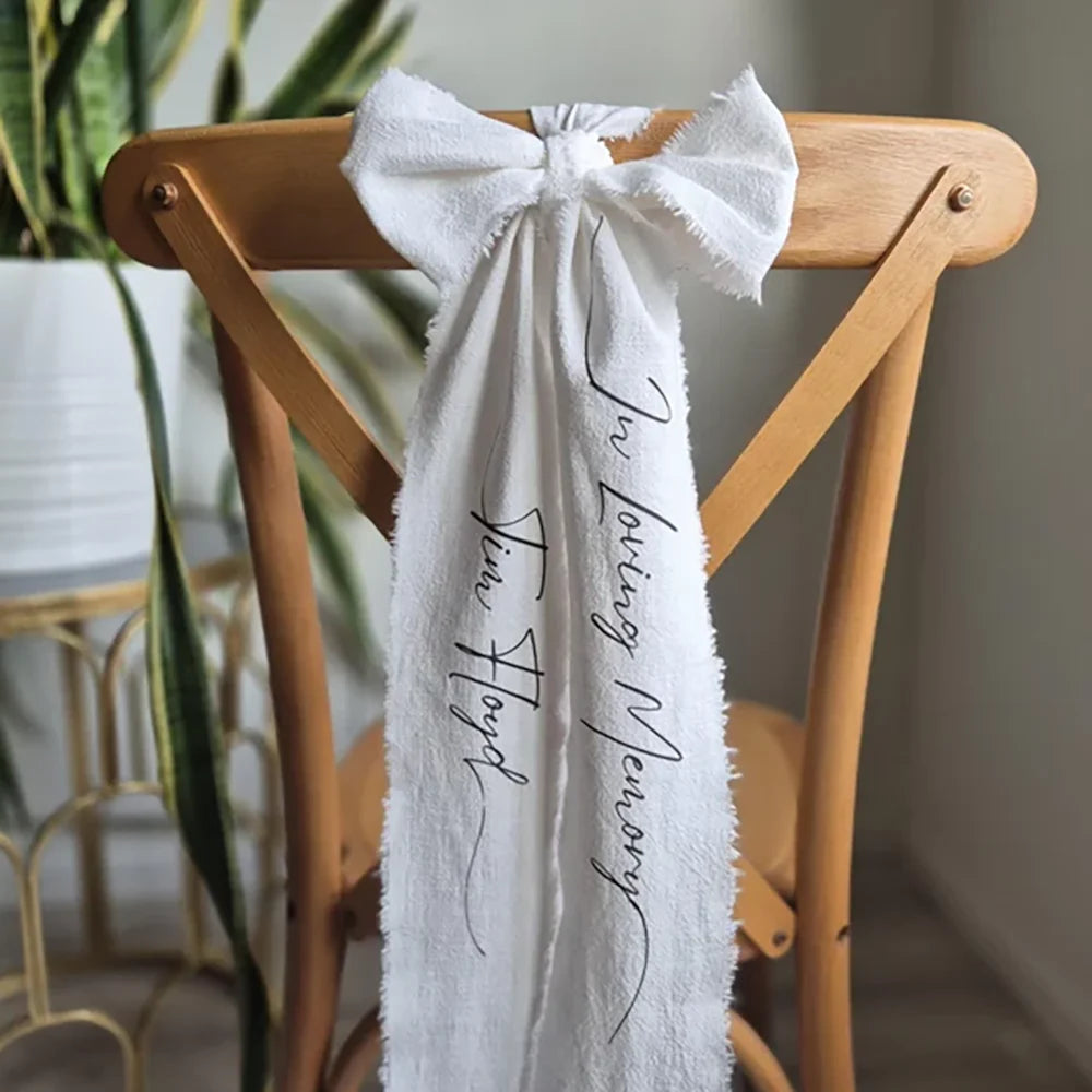 Custom In Loving Memory Ribbon | Memorial Wedding Chair Bow