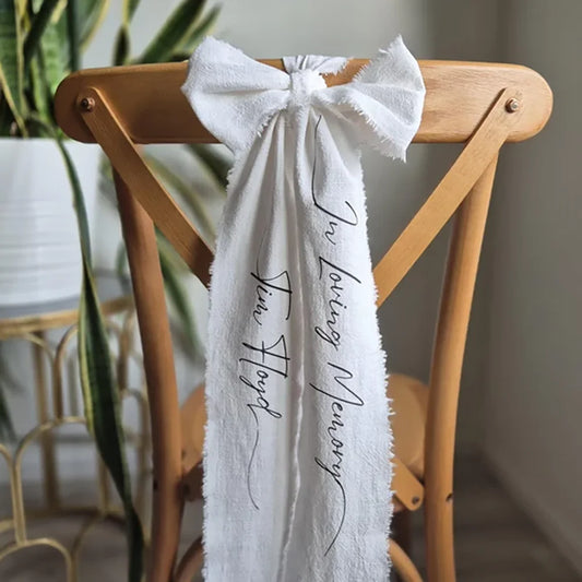 Custom In Loving Memory Ribbon | Memorial Wedding Chair Bow Memorial Wedding Ribbon Peaceful Pleasures Health and Wellness
