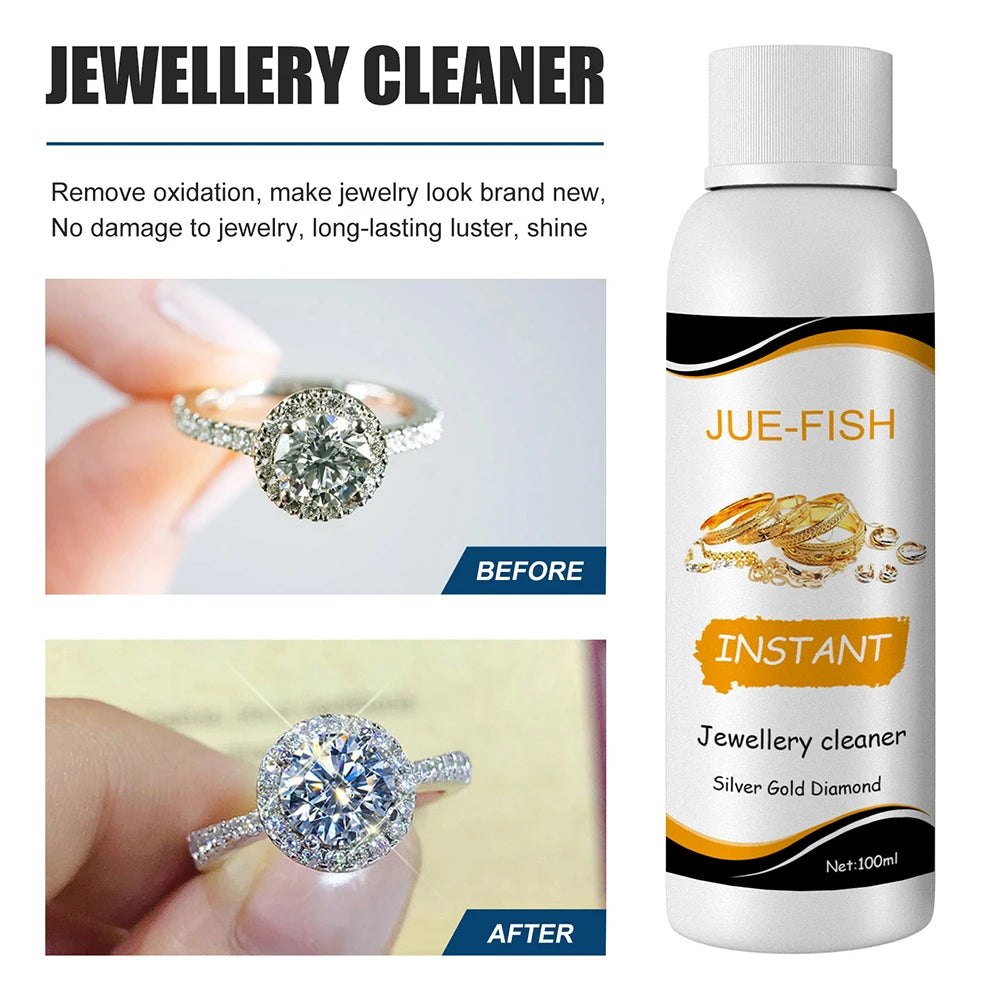 Jewelry Cleaner Solution 100ml for Gold Silver Glasses Watch Rings Diamond Polishing Remove Dirt Shine for Ultrasonic Machine Peaceful Pleasures Health and Wellness