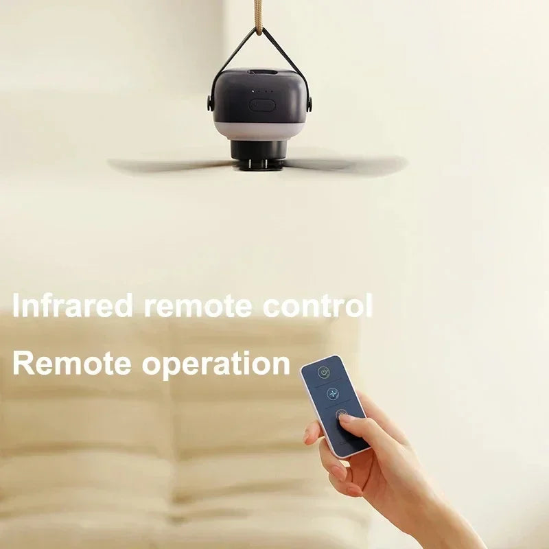 Portable Camping Ceiling Fan with LED Light & Remote Control
