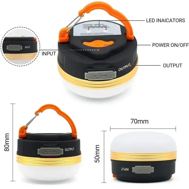 10W LED Camping Lantern | USB Rechargeable 1800mAh Tent Light