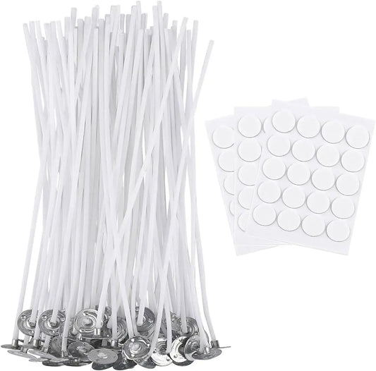 50 Candle Wicks 15cm + 60 Stickers – DIY Candle Making Kit Candle Making Supplies Oasis Select