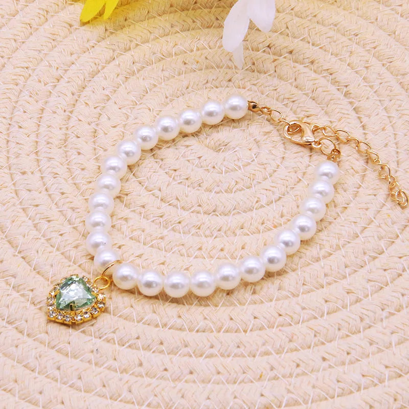 New Cat Collar Decoration Pet Cute Exquisite Neck Kitten Adjustable Summer Cat Necklace High Simulation Pearls Pet Supplies Peaceful Pleasures Health and Wellness