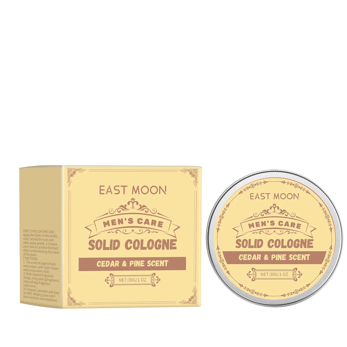 Cedarwood Solid Perfume For Men Portable Long Lasting Fragrance Balm Seed Oil Woody Scent Daily Grooming Gift For Him Peaceful Pleasures Health and Wellness 1PCS 30g