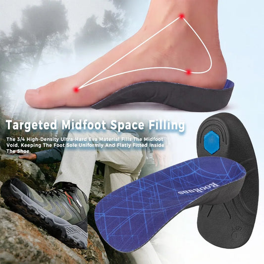 3/4 Plantar Fasciitis Orthotic Insoles, 330 LBS Firm Foot Support Insoles for Flat Feet, Heel Spurs, Overpronation, O/X-Legs Peaceful Pleasures Health and Wellness