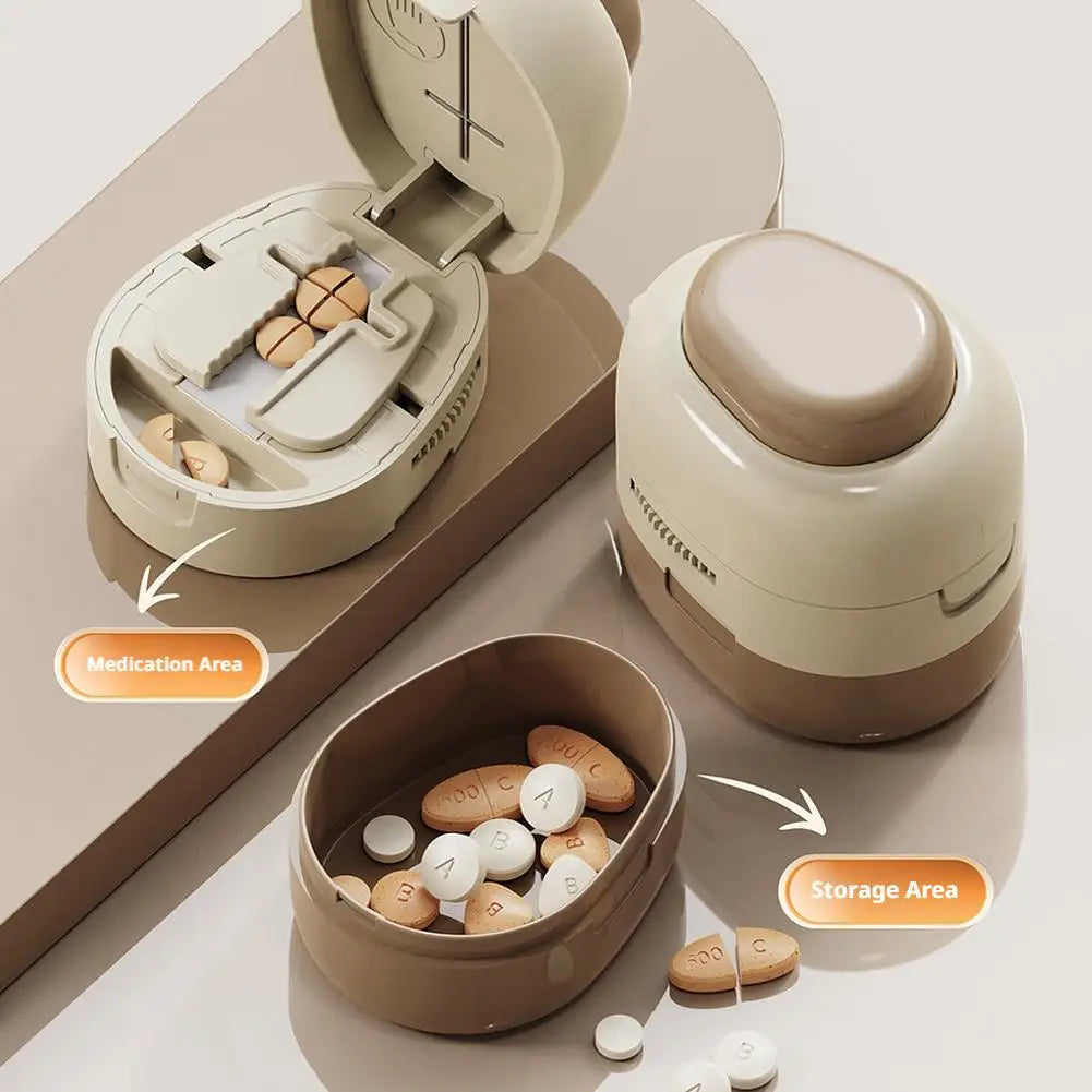 2-in-1 Pill Cutter & Portable Storage Box | Tablet Organizer