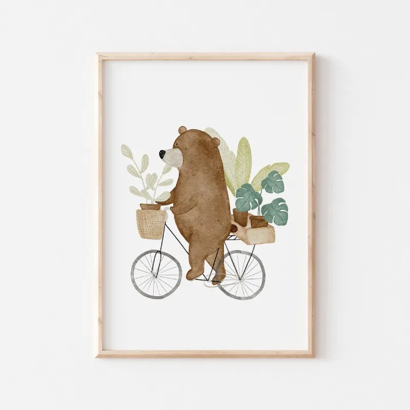 Cute Bear Cartoon Canvas Wall Art for Kids Nursery Room Decor