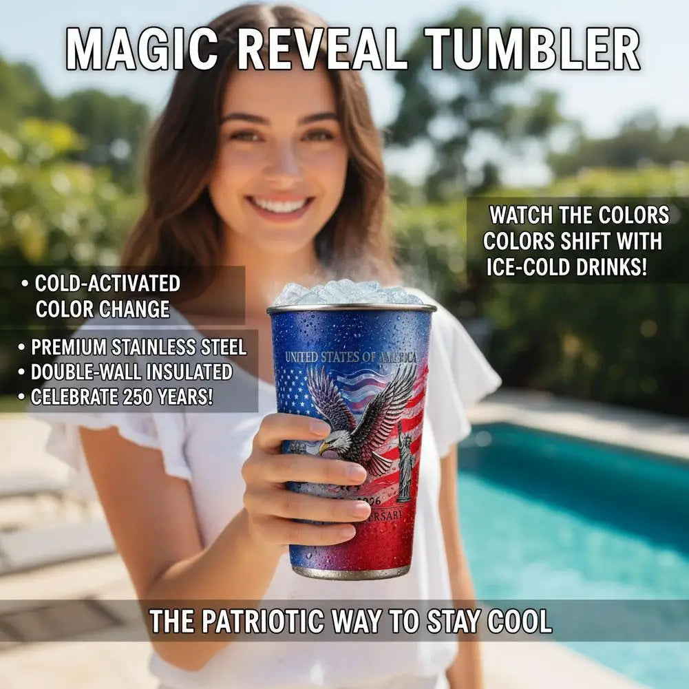 USA 250th Anniversary Cold color change Mug - Eagle Flag Print Coffee Cup Independence Day Special Edition Drinkware Peaceful Pleasures Health and Wellness