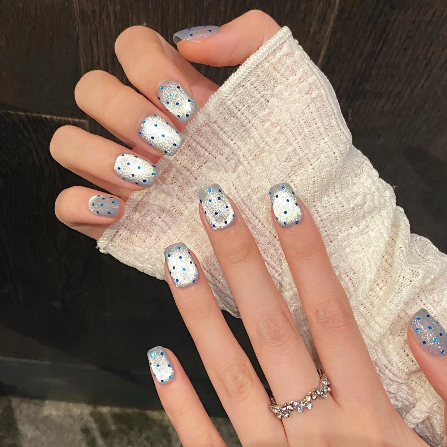 Cat Eye Press On Nails Glitter Dot Short False Nails 10pcs Press On Nails Peaceful Pleasures Health and Wellness