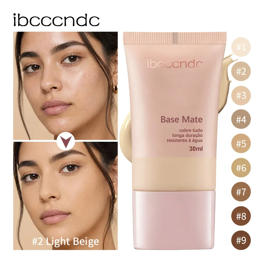 ibcccndc Matte Foundation – Waterproof, Long-Lasting, 9 Shades